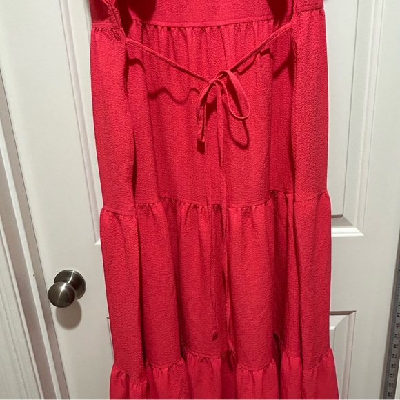 Calvin Klein women’s size 10 beautiful coral Maxi Dress with pockets & tiers - Picture 7 of 11